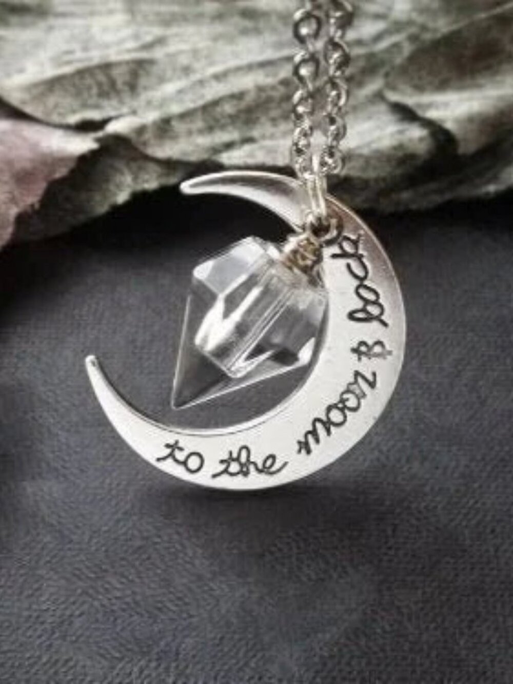 Clear Quartz Style Vial Perfume Bottle Necklace Moon To The Moon And Back
